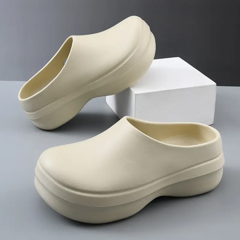Chef Shoes Women's Outfit Summer Heightening Thick Sole Baotou Wear-Resistant Non-Slip EVA Breathable Non-Stinky Foot Men's Slippers - Image 3