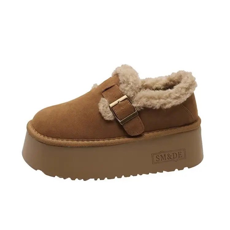 Women Thick-Soled Slip-On Loafers Belt Buckle Winter - Image 6