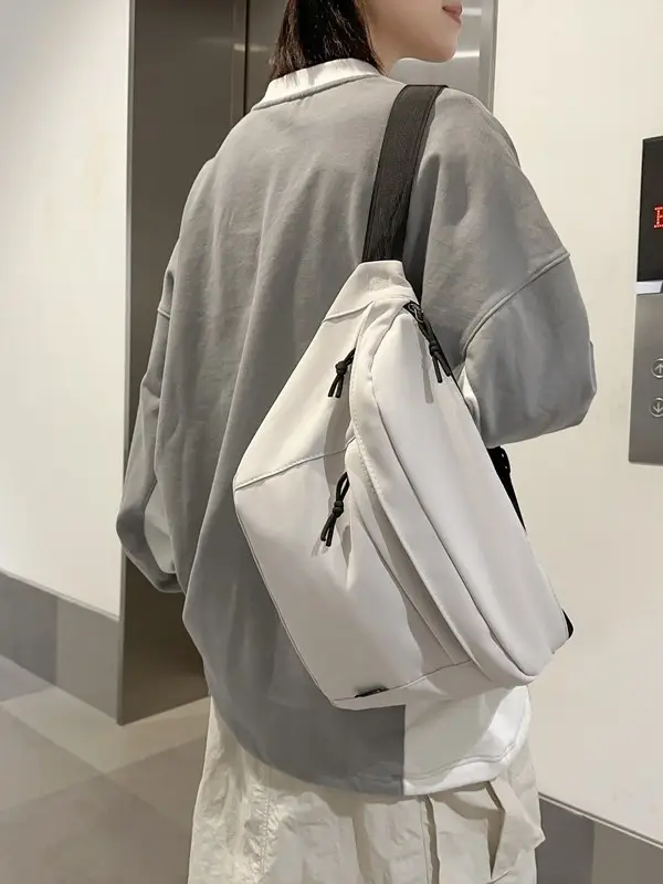 White Crossbody Bag for Men Women Large Capacity Casual - Image 5