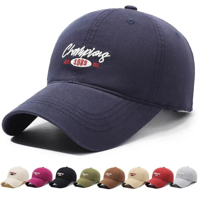 Men Navy Blue Embroidered Baseball Cap with Buckle - Image 10