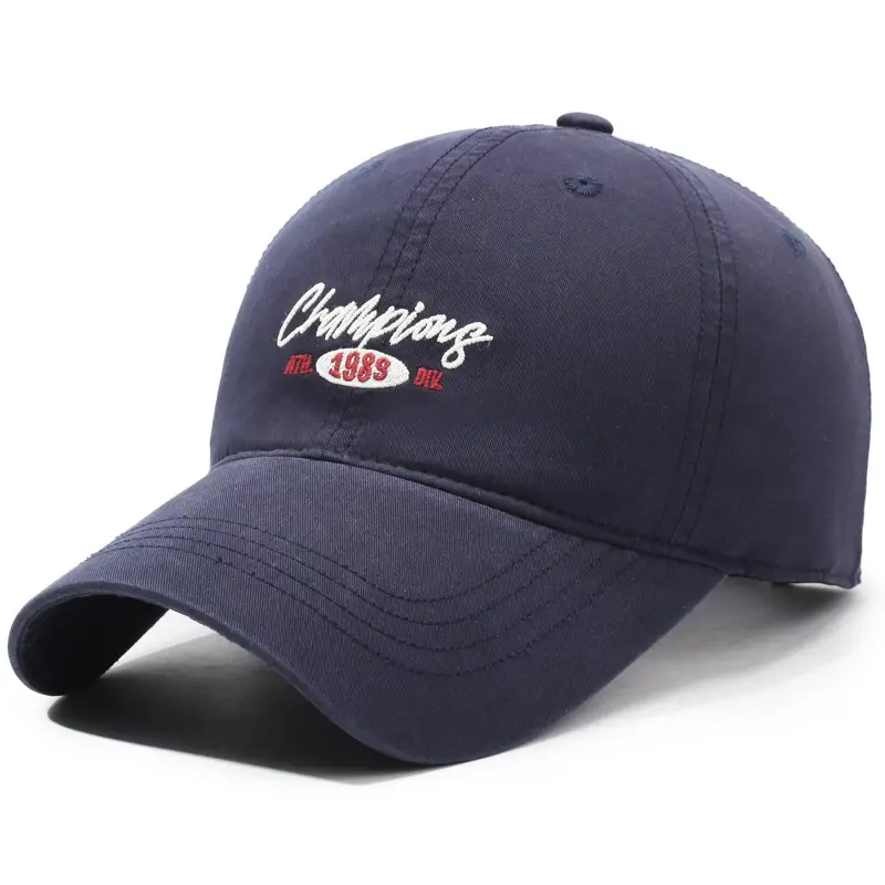 Men Navy Blue Embroidered Baseball Cap with Buckle - Image 14