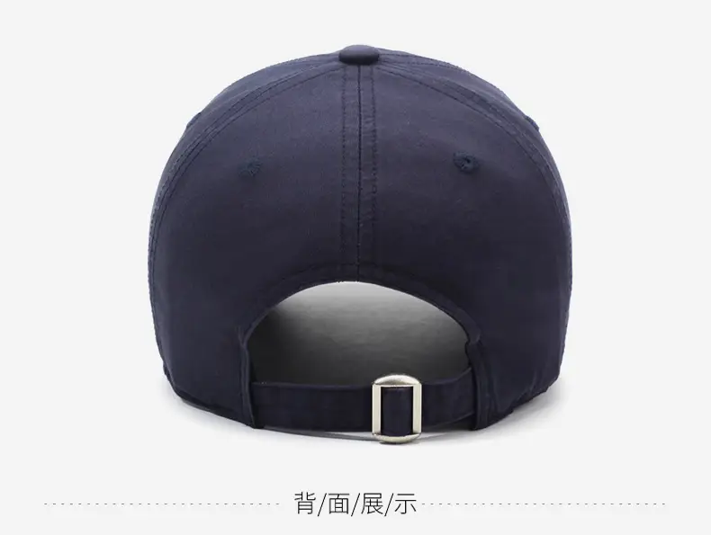 Men Navy Blue Embroidered Baseball Cap with Buckle — feature 11