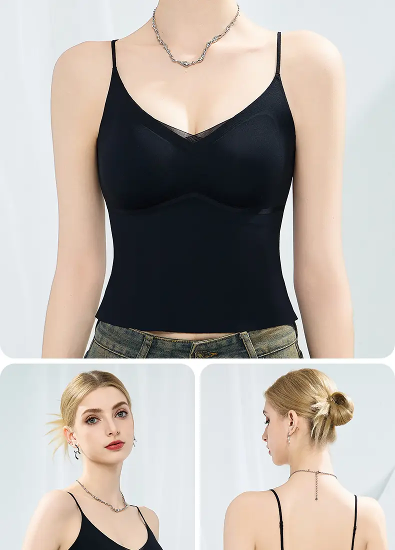 Black Jersey Chest Camisole Vest for Big Chest & Small Underwear — feature 22