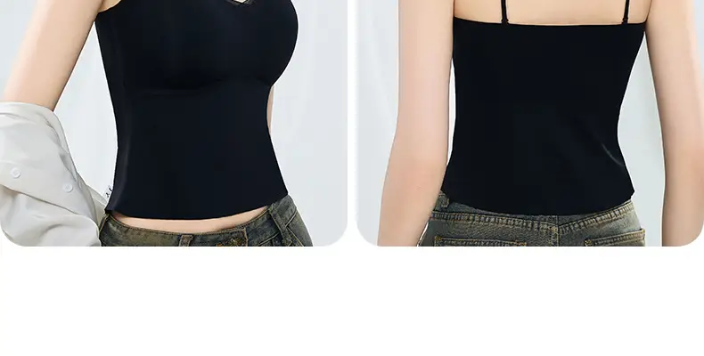 Black Jersey Chest Camisole Vest for Big Chest & Small Underwear — feature 23