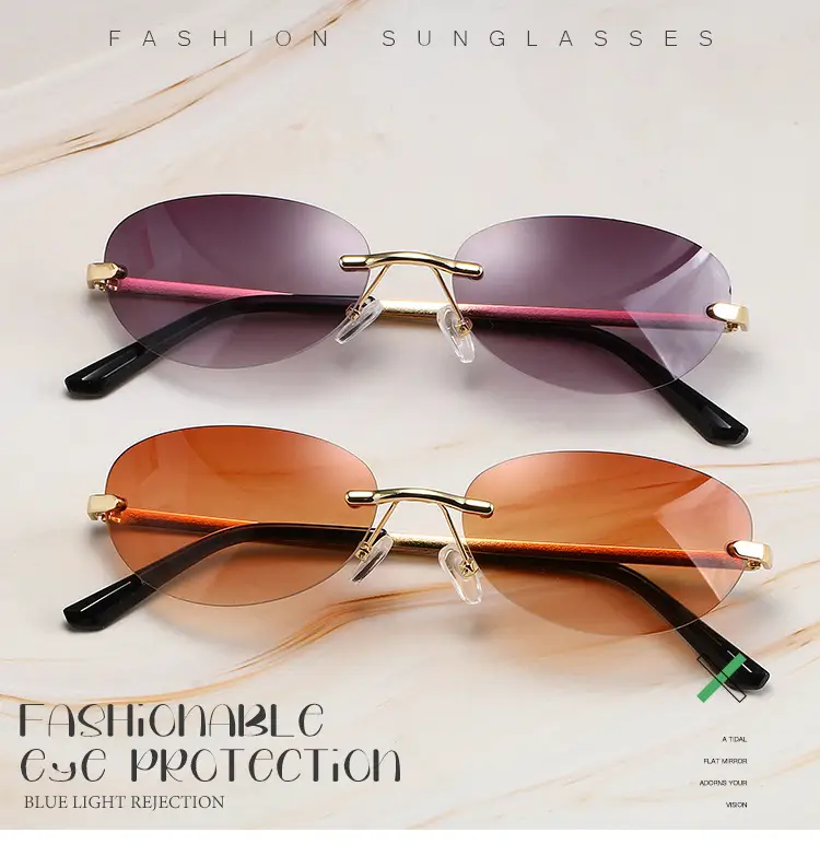 Y2K Frameless Oval Sunglasses Men's European American Cross-Border — feature 1