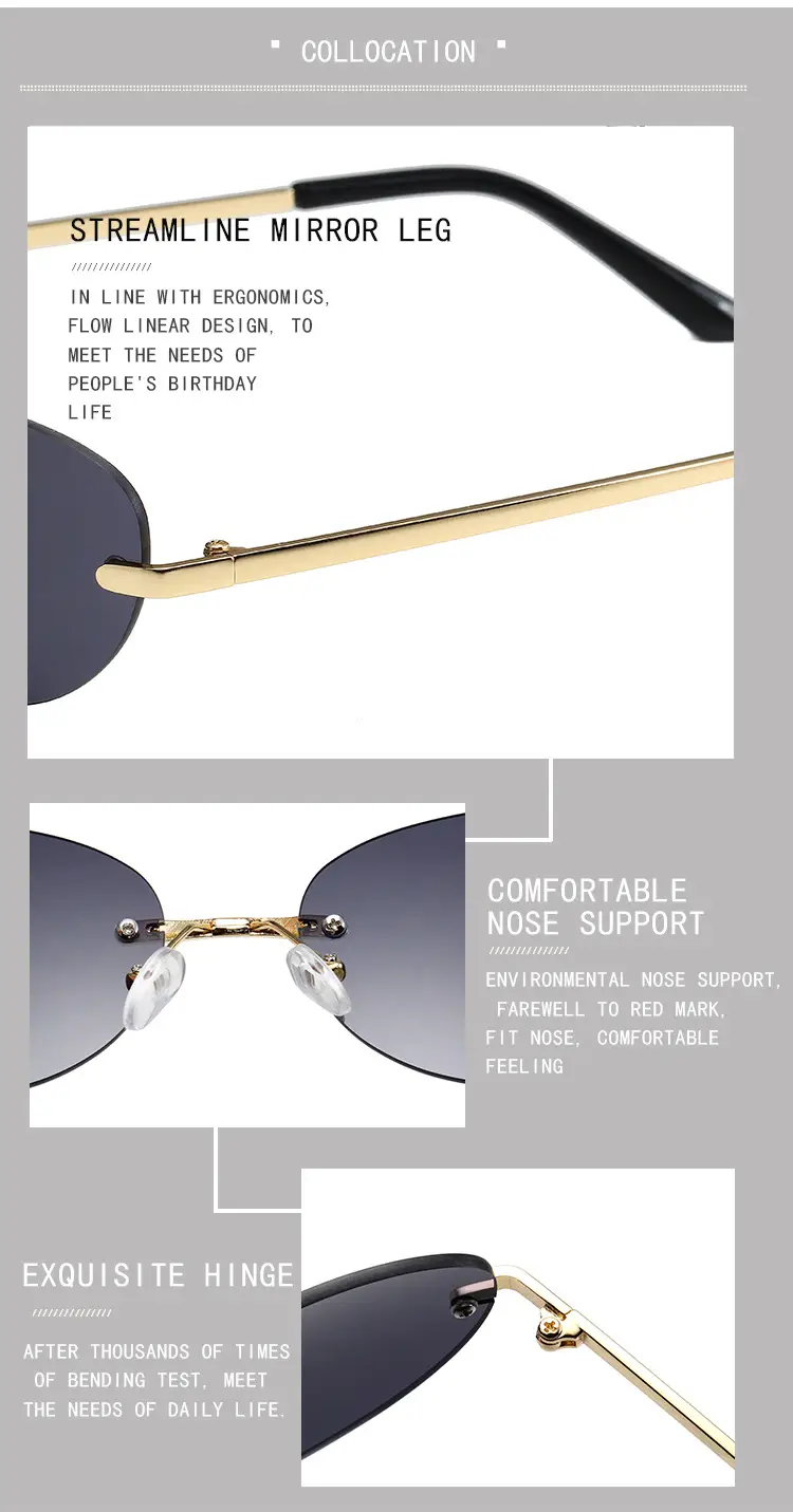 Y2K Frameless Oval Sunglasses Men's European American Cross-Border — feature 13