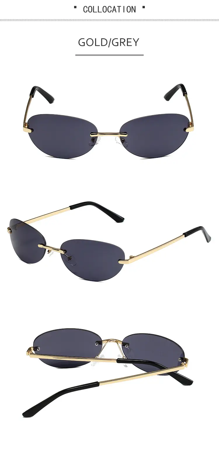Y2K Frameless Oval Sunglasses Men's European American Cross-Border — feature 7