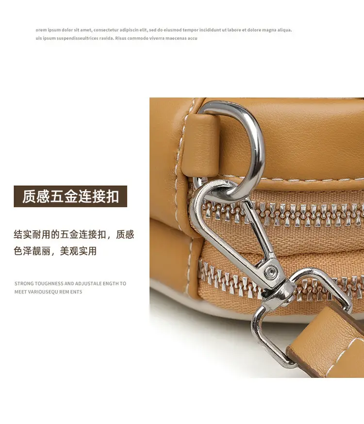 Women's Mini Crossbody Bag Brown Cream Leather — feature 10