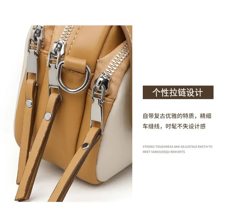 Women's Mini Crossbody Bag Brown Cream Leather — feature 13