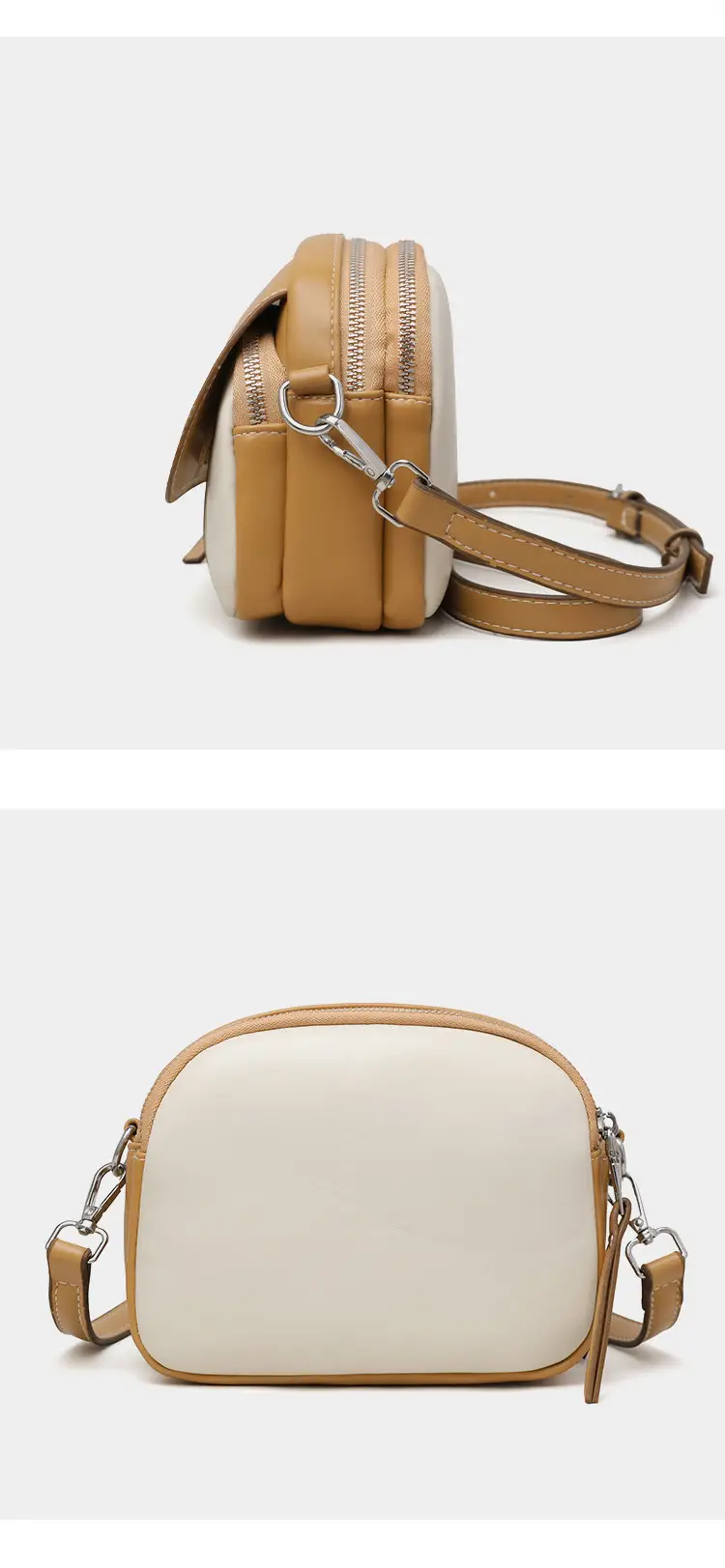 Women's Mini Crossbody Bag Brown Cream Leather — feature 22