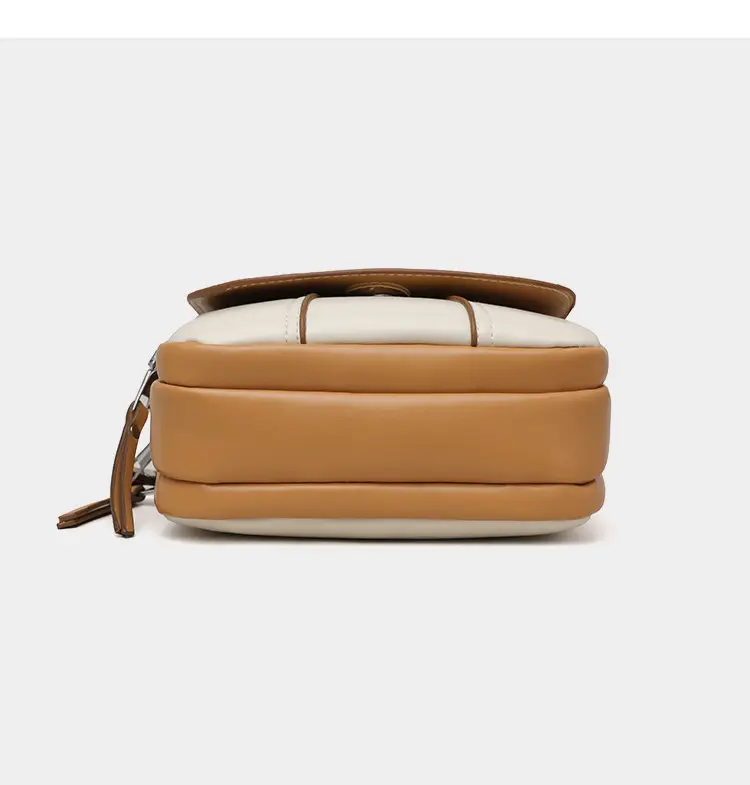 Women's Mini Crossbody Bag Brown Cream Leather — feature 23