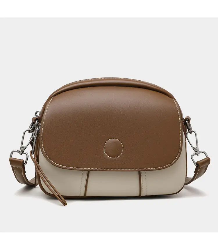 Women's Mini Crossbody Bag Brown Cream Leather — feature 25