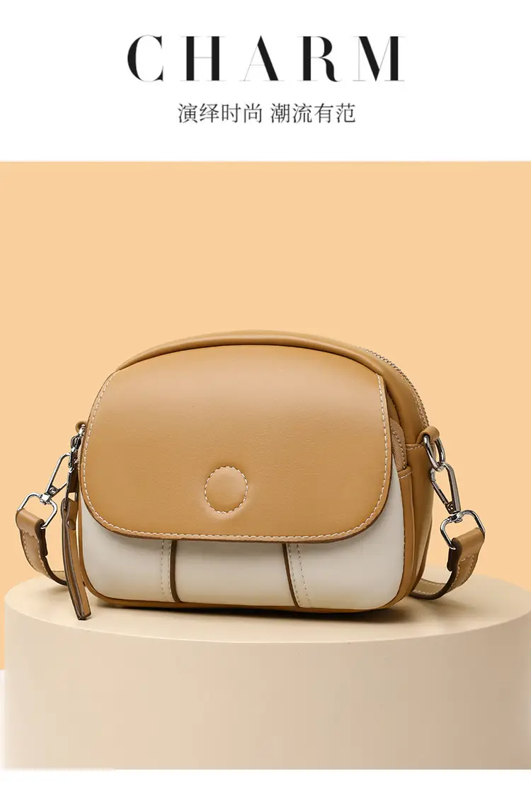 Women's Mini Crossbody Bag Brown Cream Leather — feature 4
