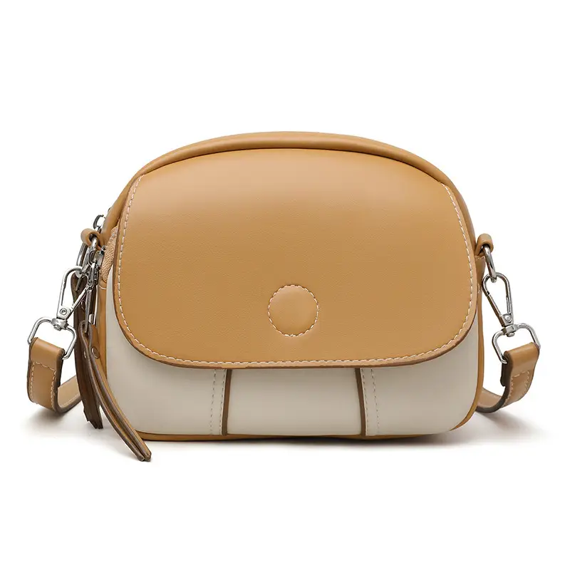Women's Mini Crossbody Bag Brown Cream Leather - Image 2