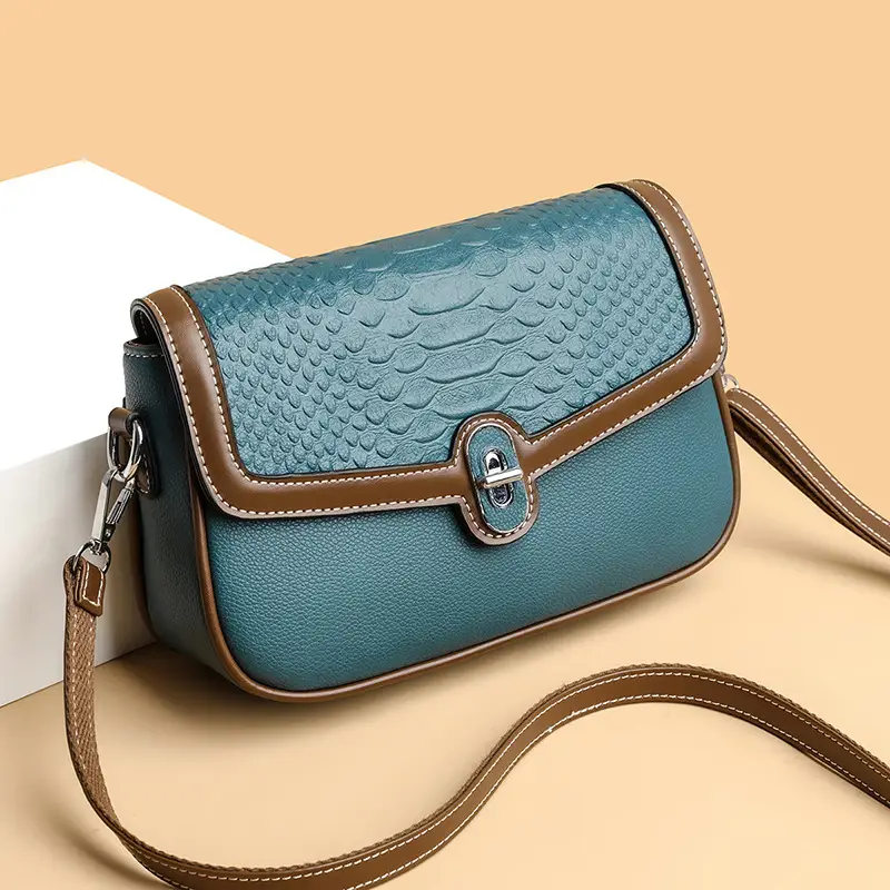 Women's Crossbody Bag with Stone Pattern & Leather Strap - Image 6