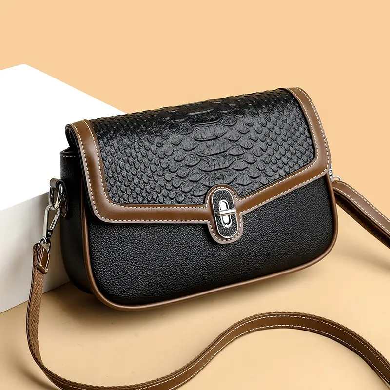 Women's Crossbody Bag with Stone Pattern & Leather Strap - Image 7