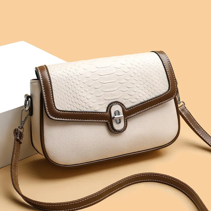 Women's Crossbody Bag with Stone Pattern & Leather Strap - Image 8