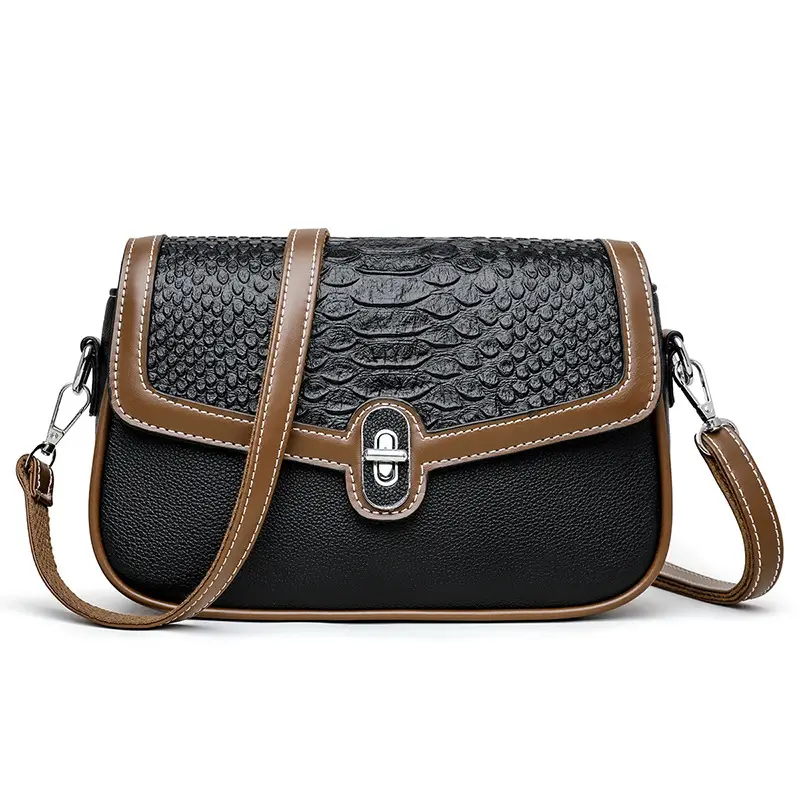 Women's Crossbody Bag with Stone Pattern & Leather Strap - Image 9