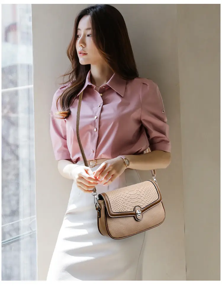 Women's Crossbody Bag with Stone Pattern & Leather Strap — feature 12