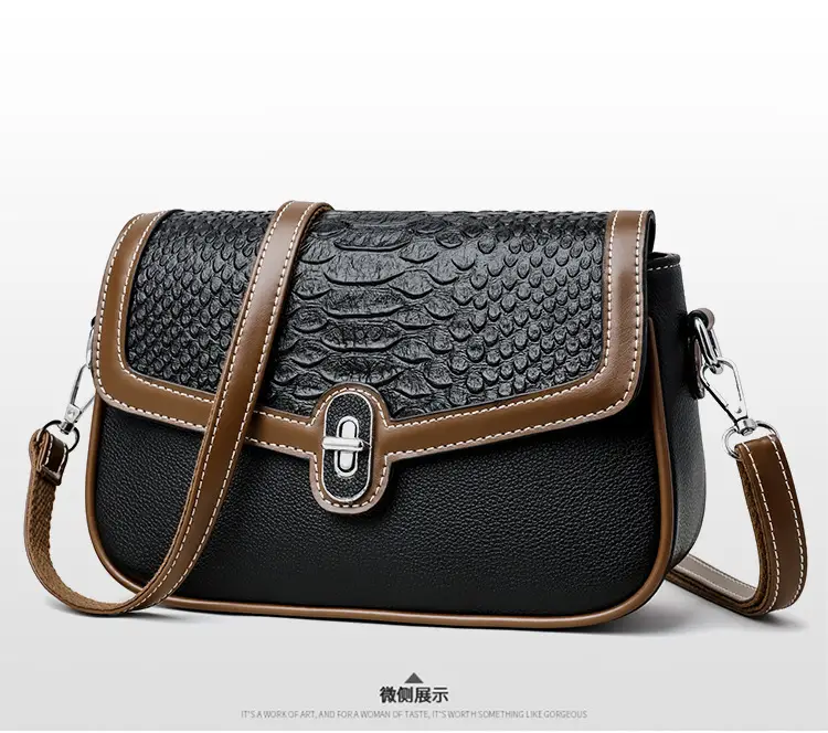Women's Crossbody Bag with Stone Pattern & Leather Strap — feature 17