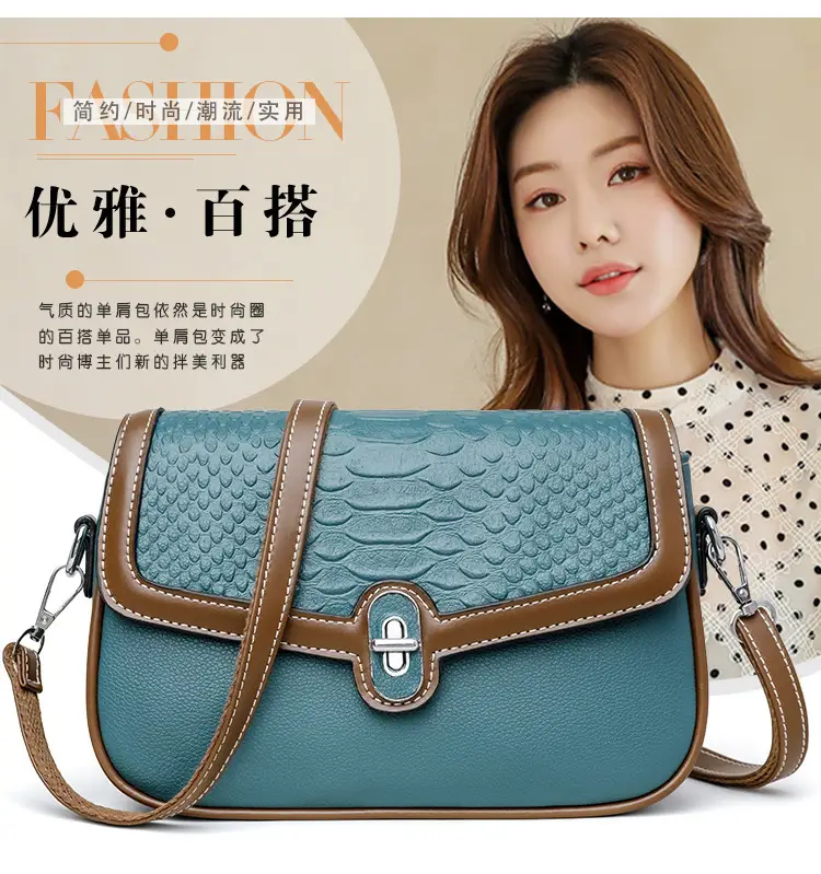 Women's Crossbody Bag with Stone Pattern & Leather Strap — feature 2