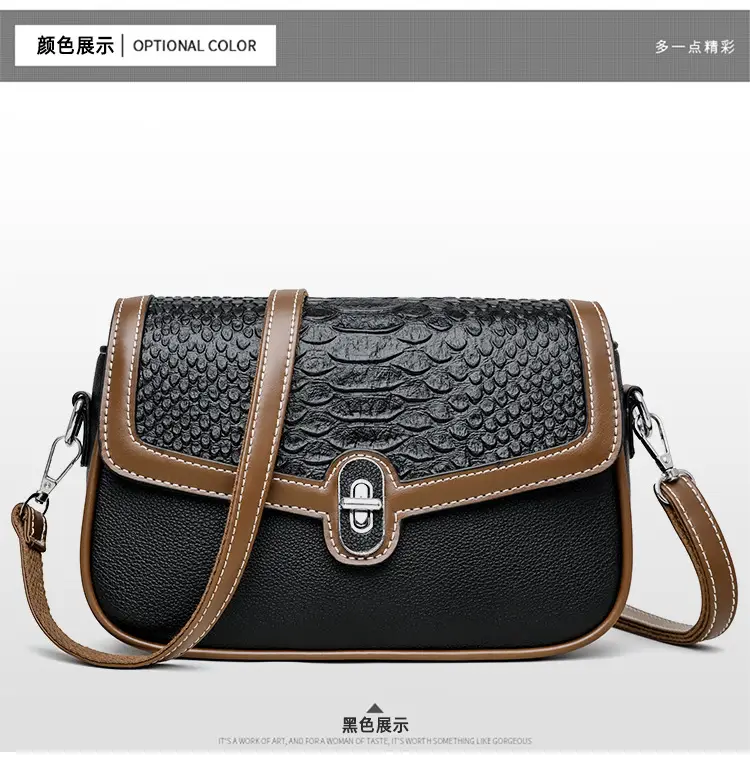 Women's Crossbody Bag with Stone Pattern & Leather Strap — feature 22