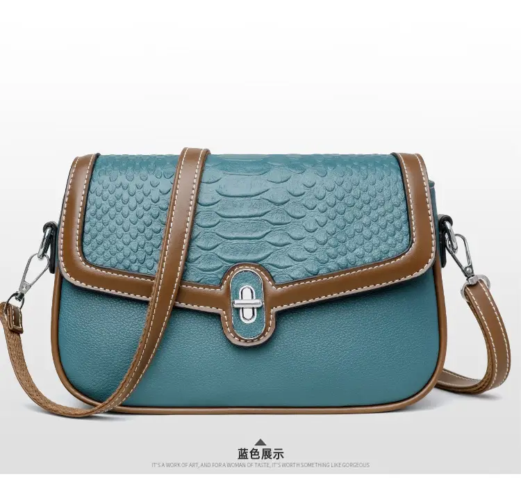 Women's Crossbody Bag with Stone Pattern & Leather Strap — feature 24