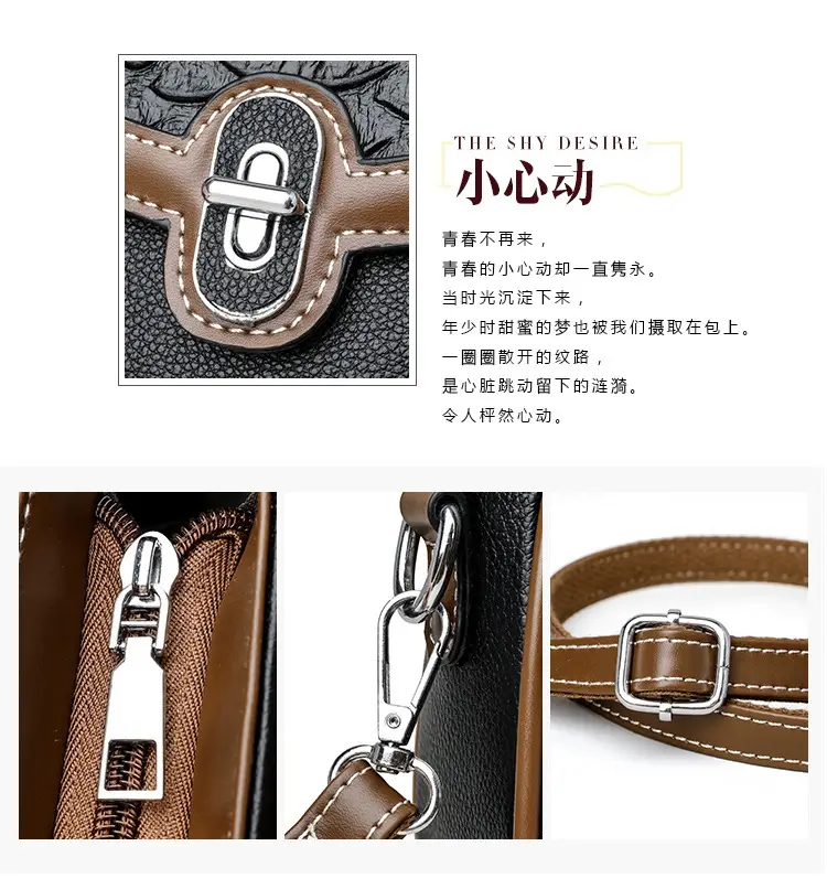 Women's Crossbody Bag with Stone Pattern & Leather Strap — feature 4