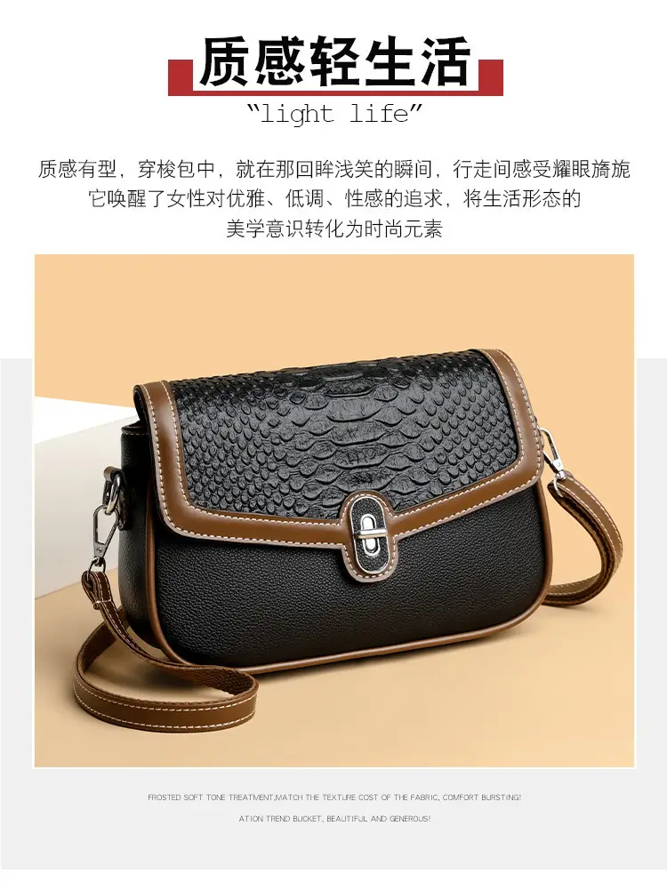 Women's Crossbody Bag with Stone Pattern & Leather Strap — feature 5