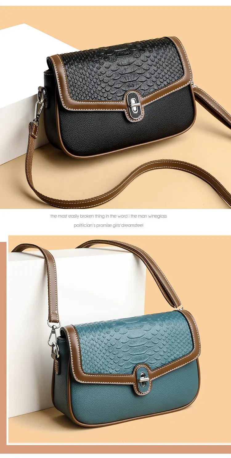 Women's Crossbody Bag with Stone Pattern & Leather Strap — feature 7