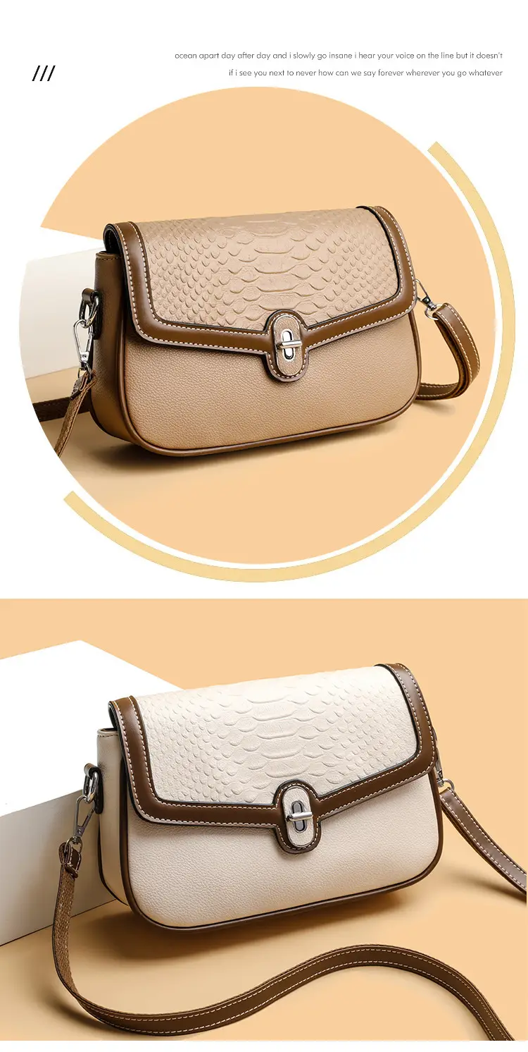 Women's Crossbody Bag with Stone Pattern & Leather Strap — feature 8