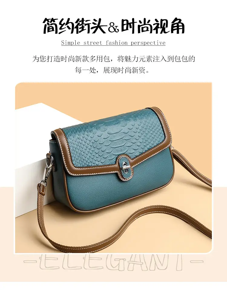 Women's Crossbody Bag with Stone Pattern & Leather Strap — feature 9