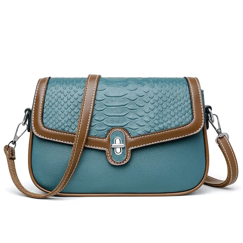 Women's Crossbody Bag with Stone Pattern & Leather Strap - Image 2