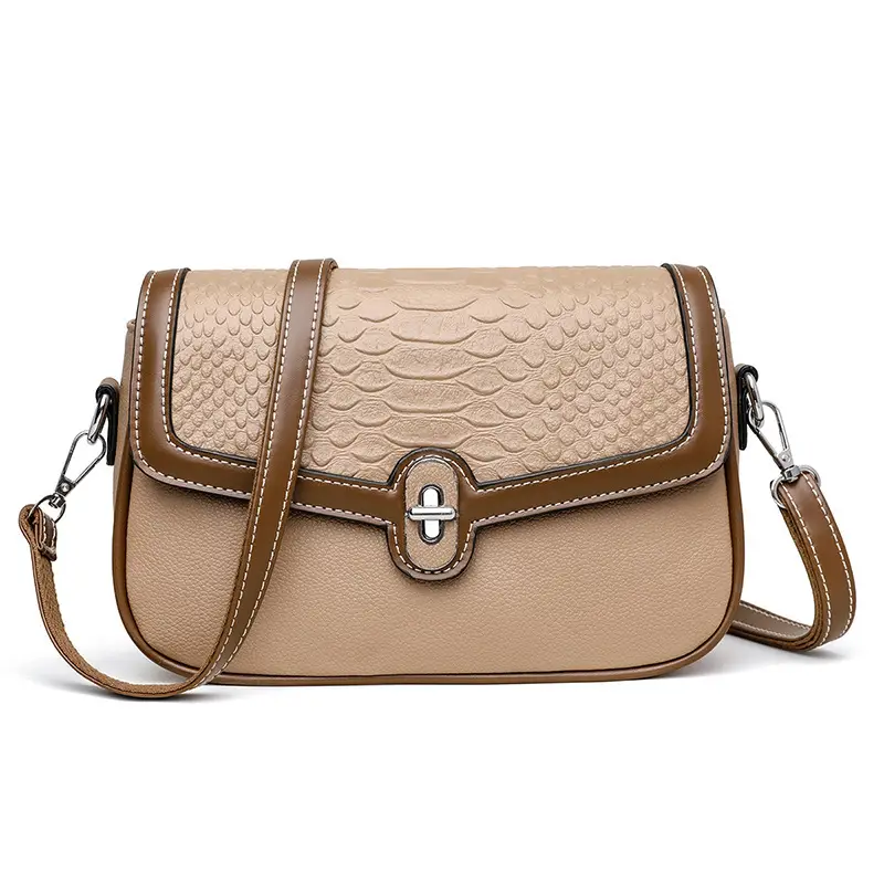 Women's Crossbody Bag with Stone Pattern & Leather Strap - Image 3