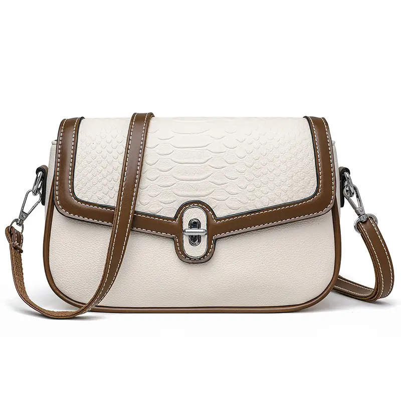 Women's Crossbody Bag with Stone Pattern & Leather Strap - Image 4
