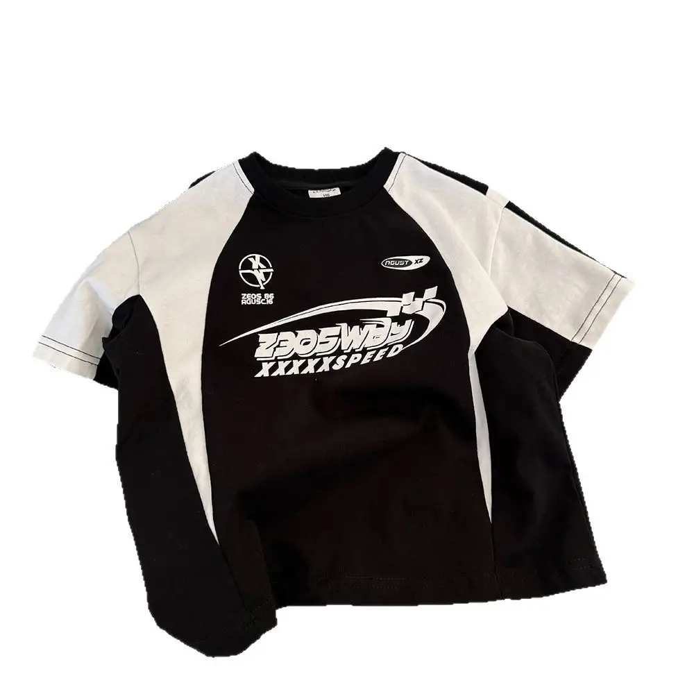 Spring Boys T-Shirt Black White Short Sleeve - Image 6