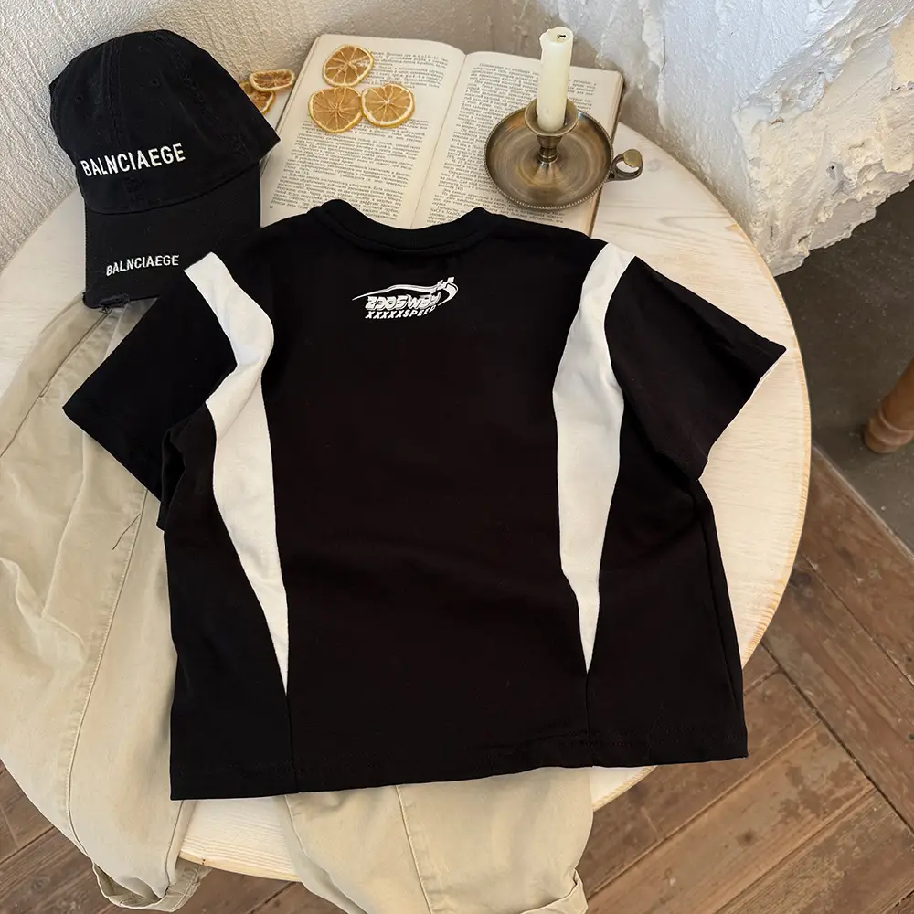 Spring Boys T-Shirt Black White Short Sleeve — feature 5