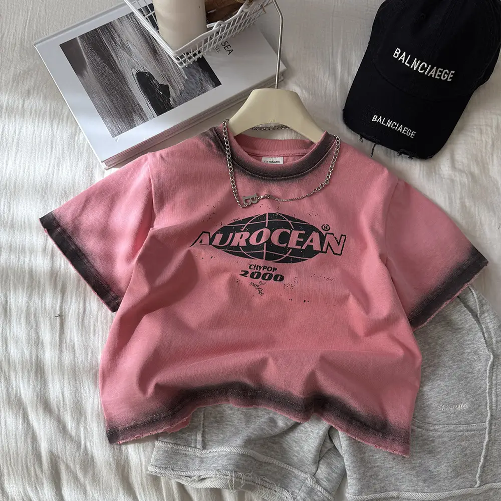 Kids Korean Style Pink Printed T-Shirt 2025 Spring Summer - Image 3