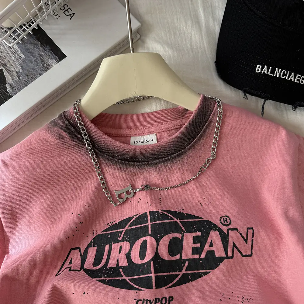 Kids Korean Style Pink Printed T-Shirt 2025 Spring Summer — feature 4
