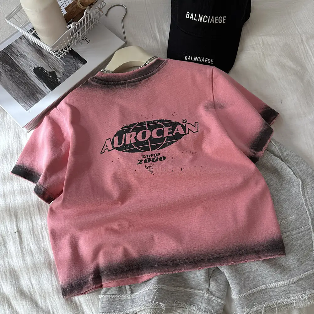 Kids Korean Style Pink Printed T-Shirt 2025 Spring Summer — feature 7