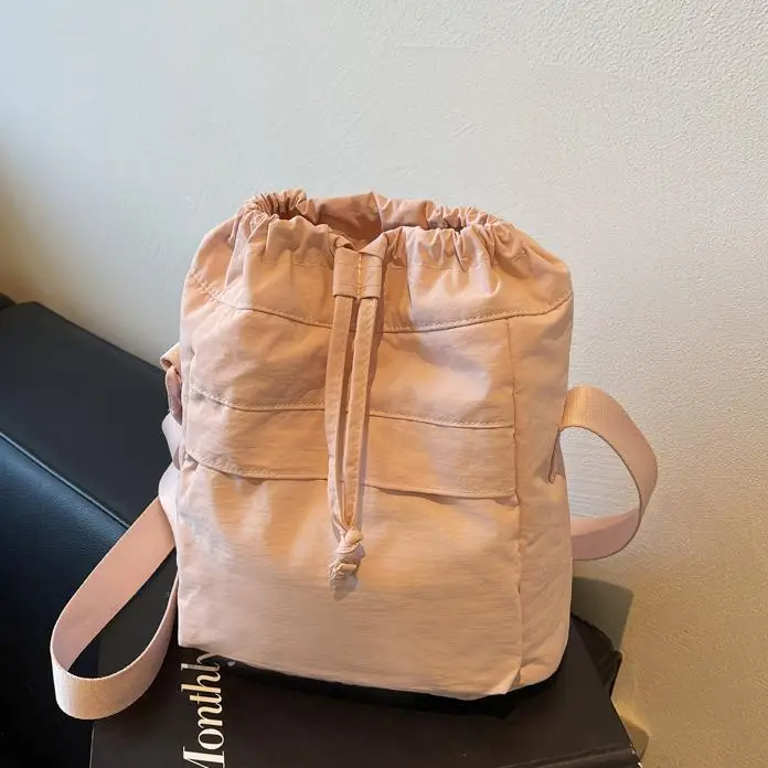 Women's Tan Nylon Bucket Bag 2025 Casual Shoulder Bag - Image 10