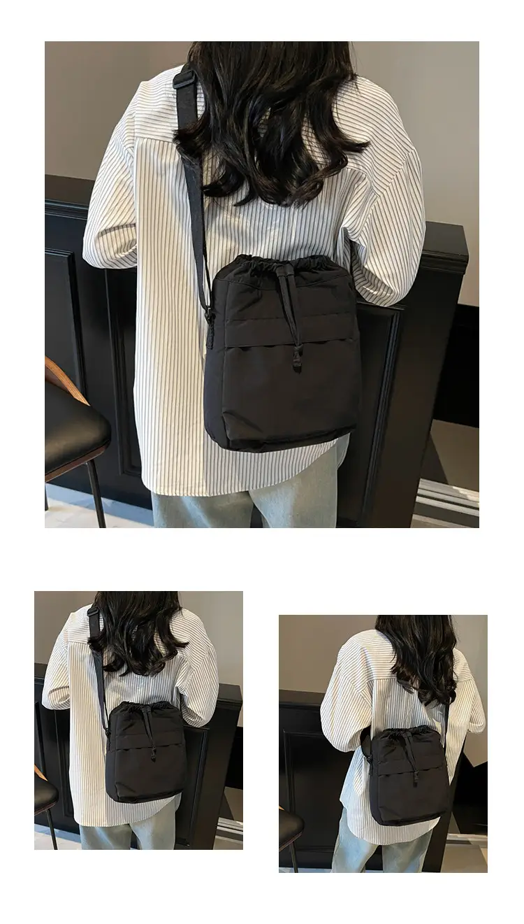 Women's Tan Nylon Bucket Bag 2025 Casual Shoulder Bag — feature 13