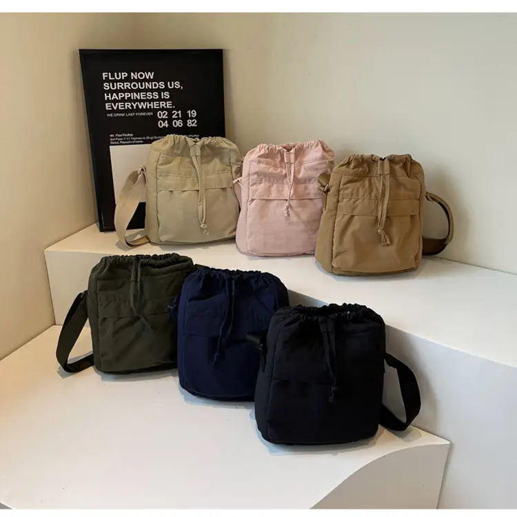 Women's Tan Nylon Bucket Bag 2025 Casual Shoulder Bag — feature 17