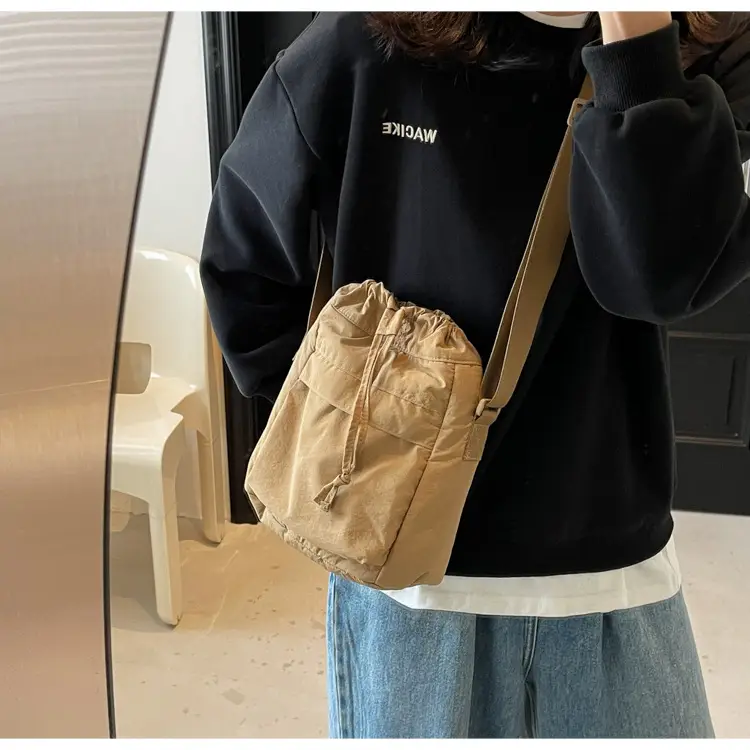 Women's Tan Nylon Bucket Bag 2025 Casual Shoulder Bag — feature 19