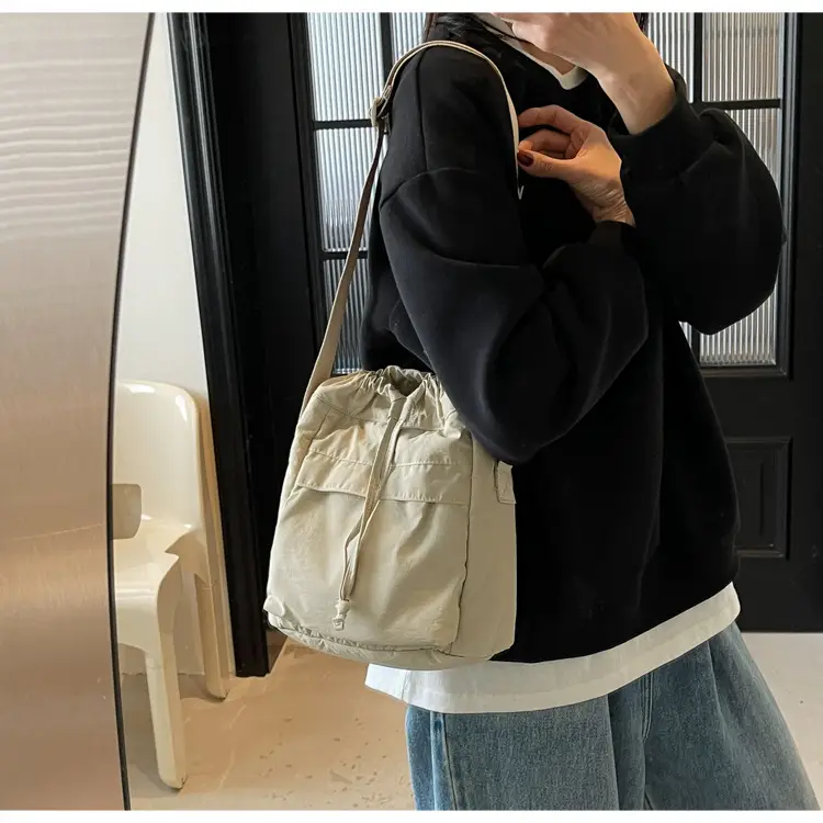 Women's Tan Nylon Bucket Bag 2025 Casual Shoulder Bag — feature 21