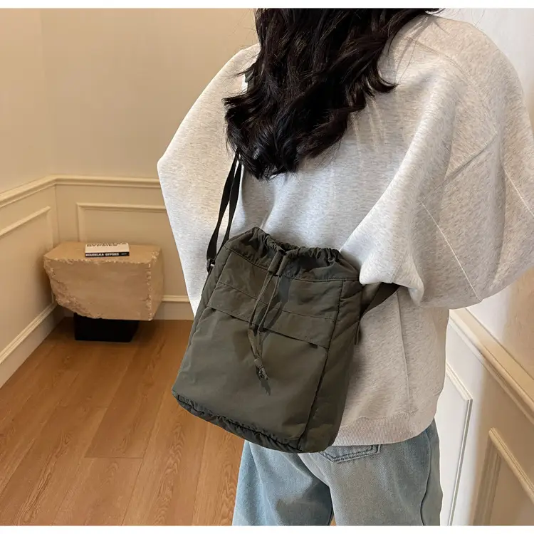 Women's Tan Nylon Bucket Bag 2025 Casual Shoulder Bag — feature 22