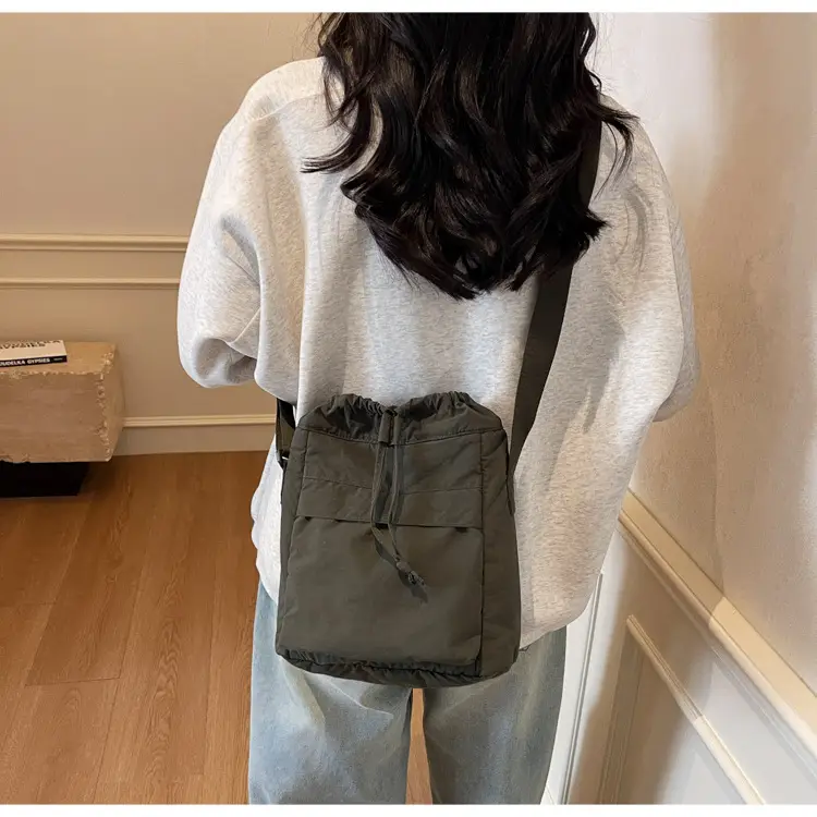 Women's Tan Nylon Bucket Bag 2025 Casual Shoulder Bag — feature 23