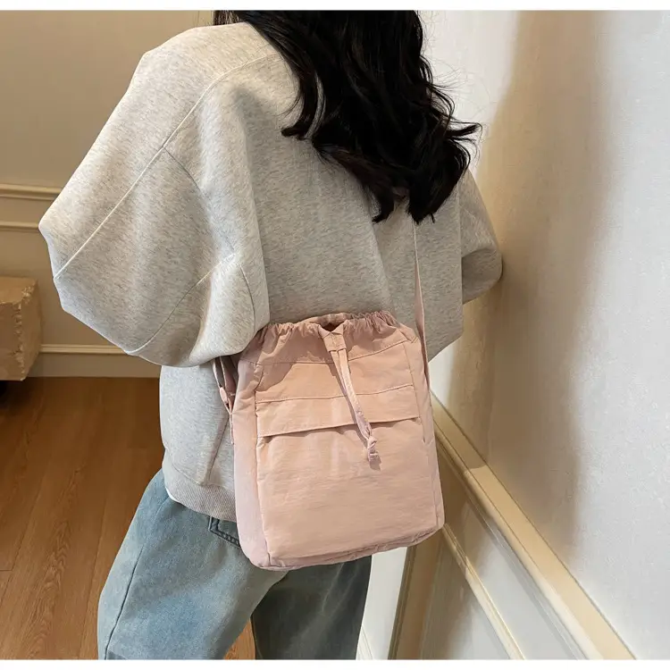 Women's Tan Nylon Bucket Bag 2025 Casual Shoulder Bag — feature 24