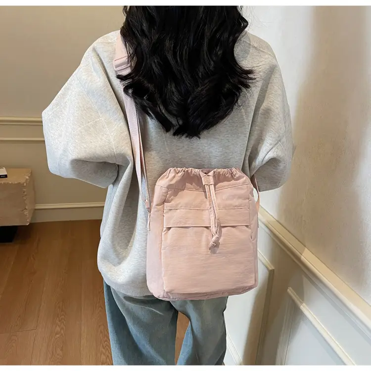 Women's Tan Nylon Bucket Bag 2025 Casual Shoulder Bag — feature 25
