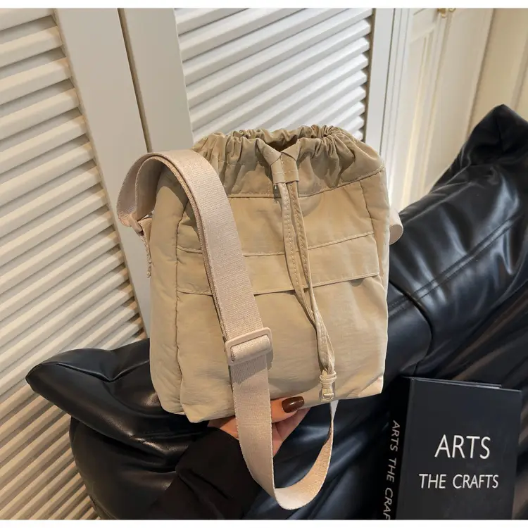 Women's Tan Nylon Bucket Bag 2025 Casual Shoulder Bag — feature 30